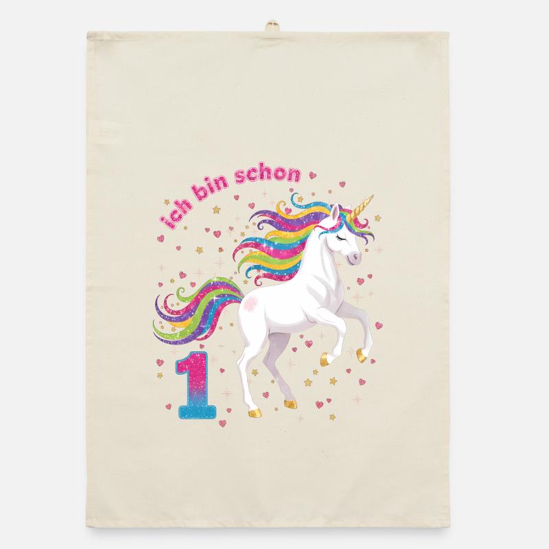 1. Geburtstag Einhorn Mädchen Ich bin schon 1 Organic Geschirrtuch