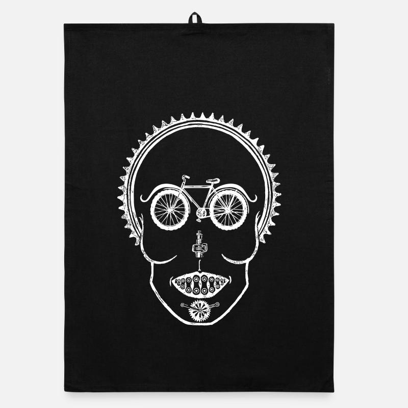 Bicycle Skull Optical Illusion Cycling Design Organic Geschirrtuch