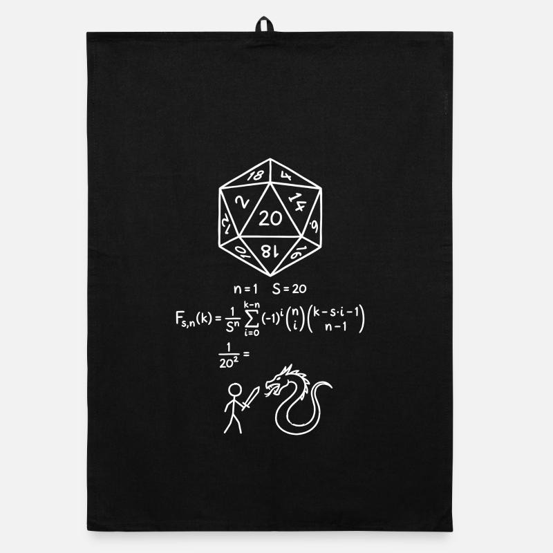 T-shirt de probabilité de dés D20 RPG Geek de maths Torchon bio