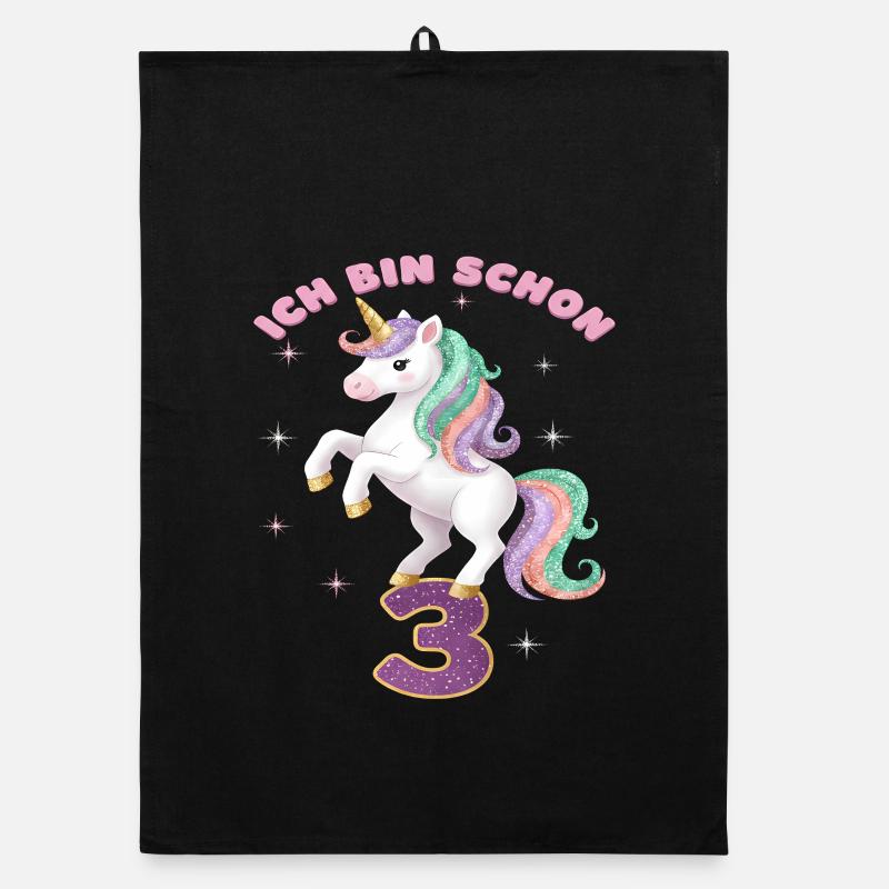 4. Geburtstag Einhorn Mädchen Ich bin schon 4 Organic Geschirrtuch