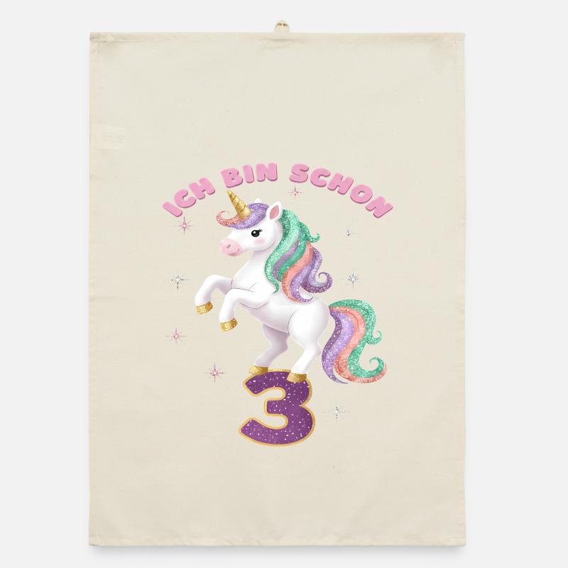 4. Geburtstag Einhorn Mädchen Ich bin schon 4 Organic Geschirrtuch