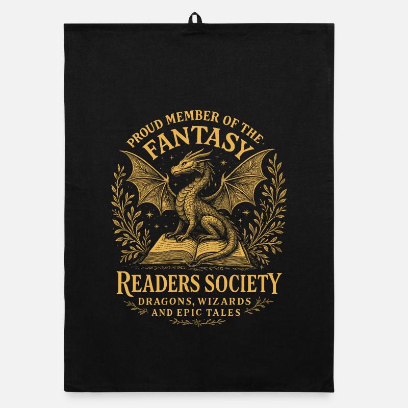 Dragon Reader Fantasy Seal Book Magic Reader Organic dish towel