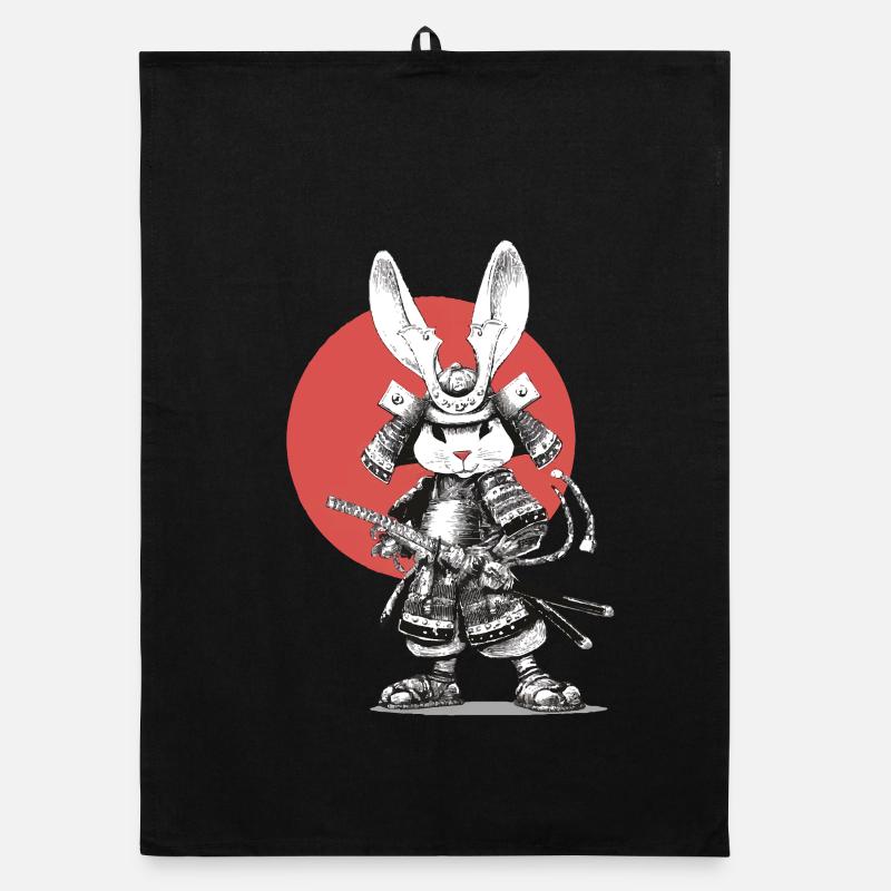 Samurai Rabbit in Armor with Katana Organic dish towel