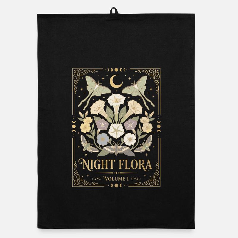 Night Blossoms Moon Motifs Organic dish towel
