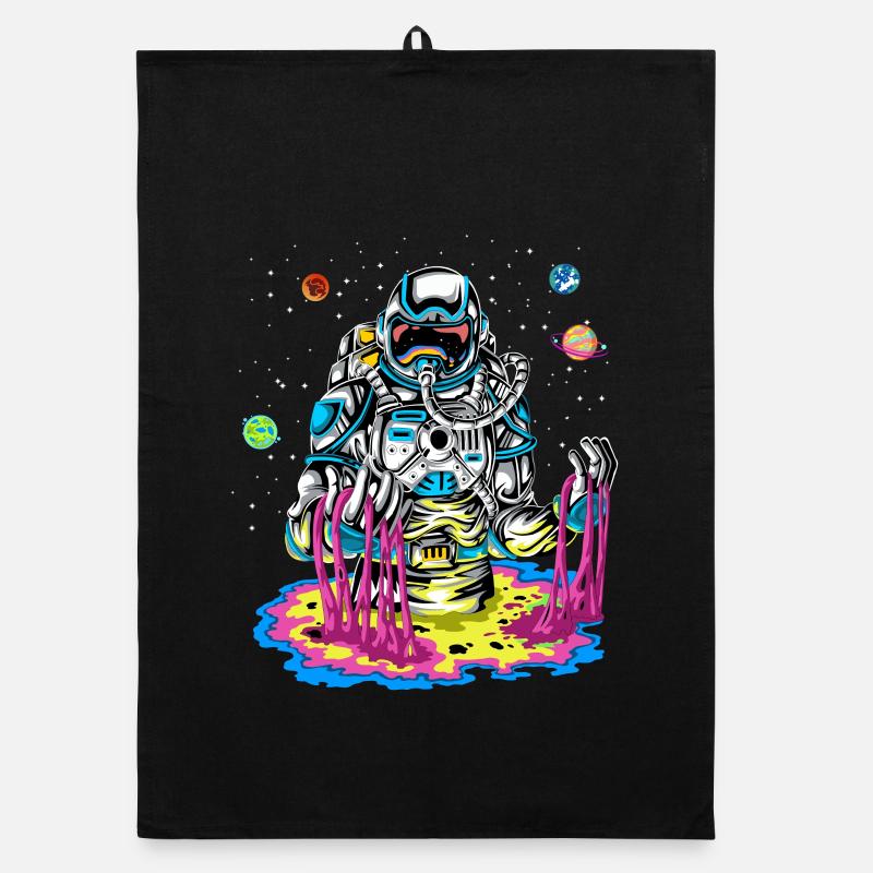 Trippy Astronaut Melting Rainbow Space Slime Art Organic dish towel