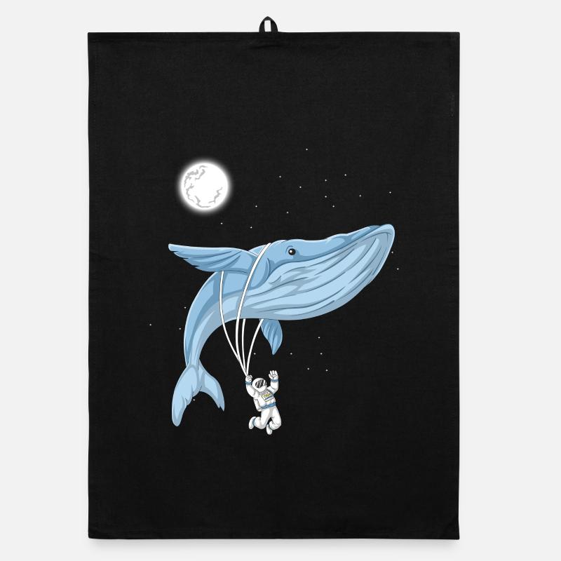 Astronaute baleine spatiale volant dans un rêve galactique Torchon bio