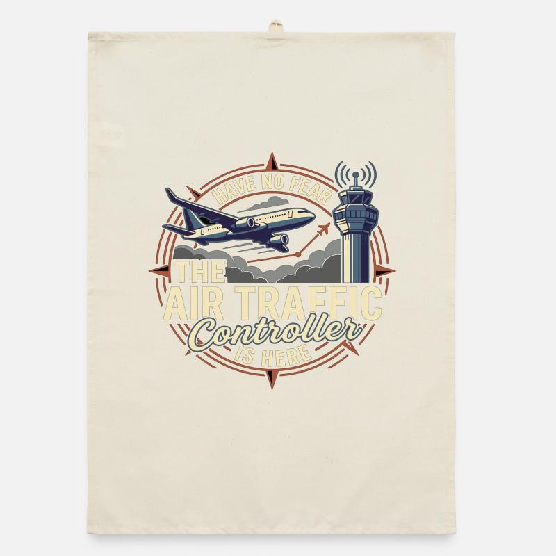 Air Traffic Controller Airplane Tower Saying Organic dish towel