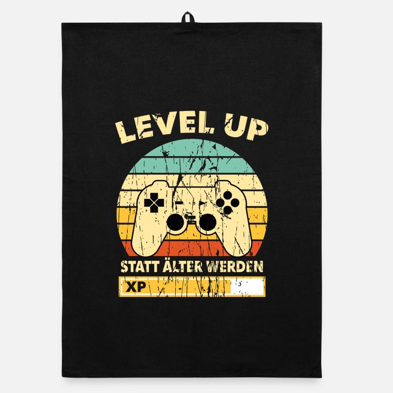 Level Up Retro Controller XP Geburtstag Organic Geschirrtuch