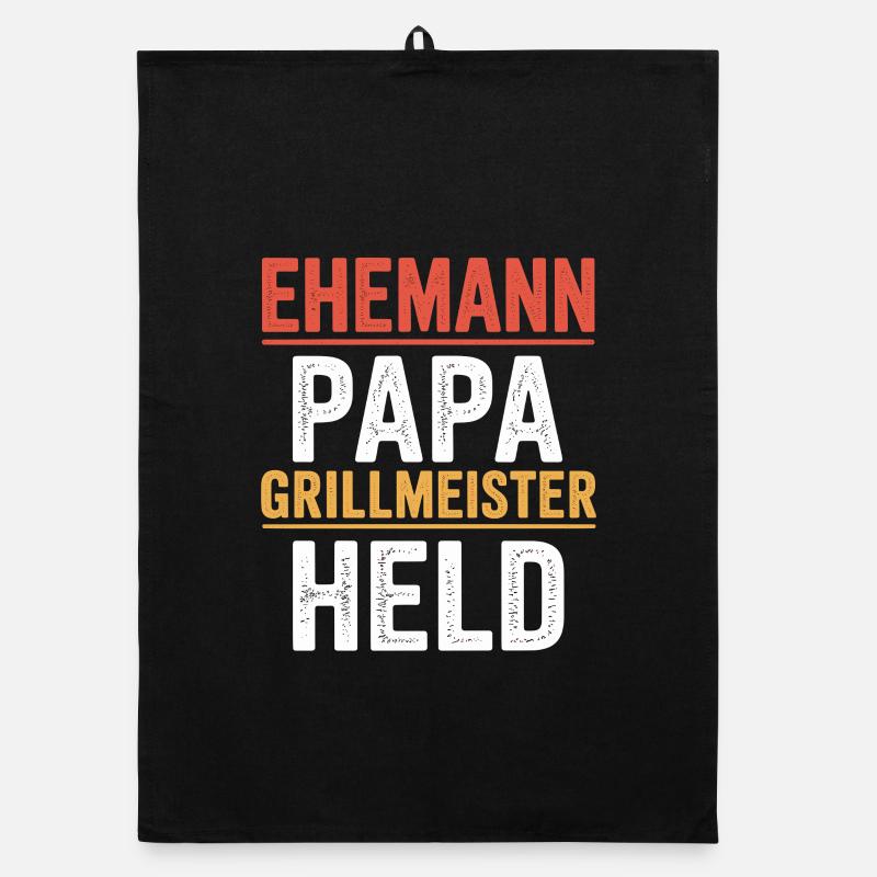 Husband Dad Grill Master Hero Father Retro BBQ Organic dish towel