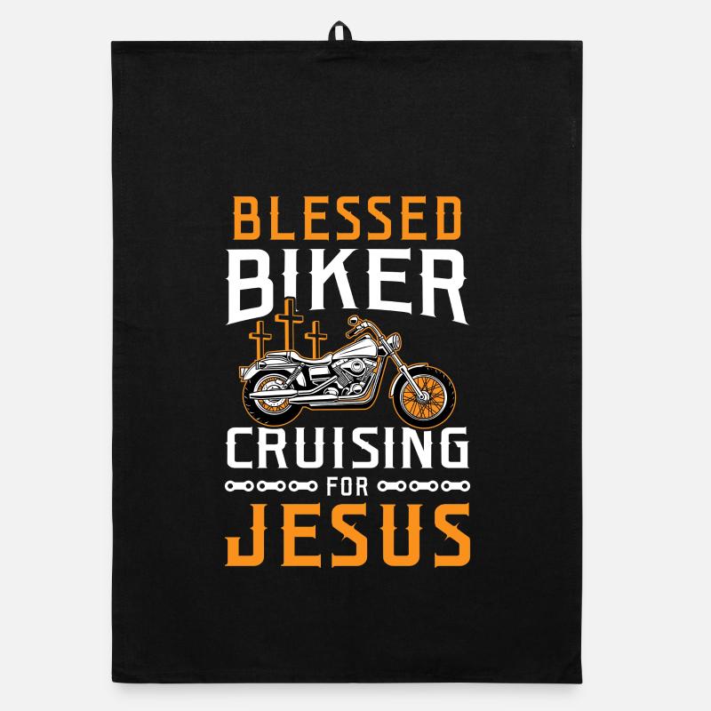Favored Biker Cruising for Jesus Design Organic Geschirrtuch