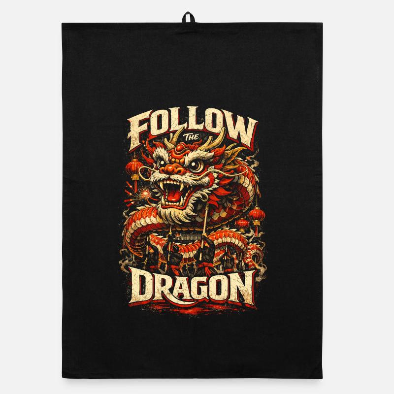Dragon Dance Drachentanz Organic Geschirrtuch