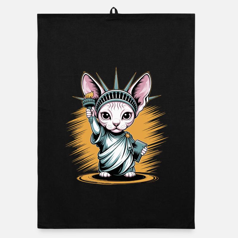 Sphinx Cat Statue of Liberty Artwork Organic dish towel