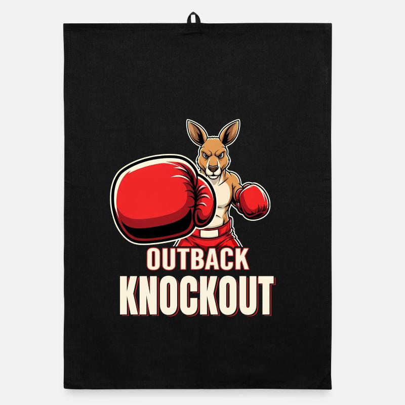 Outback Knockout Cartoon Kangaroo Boxer Organic dish towel