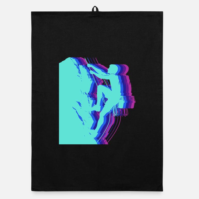 Glitch Art Climber Silhouette Modern Organic dish towel