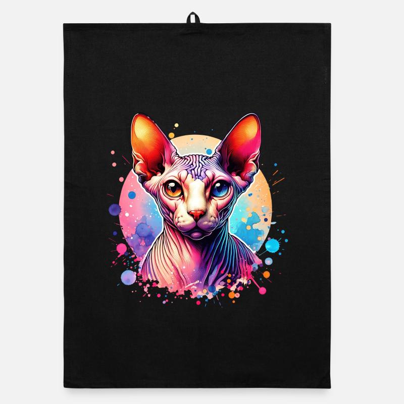 Motif du chat Sphynx Torchon bio