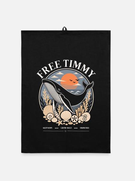 Humpback Whale Timmy Hope Statement Merch - Organic dish towel - black - Front