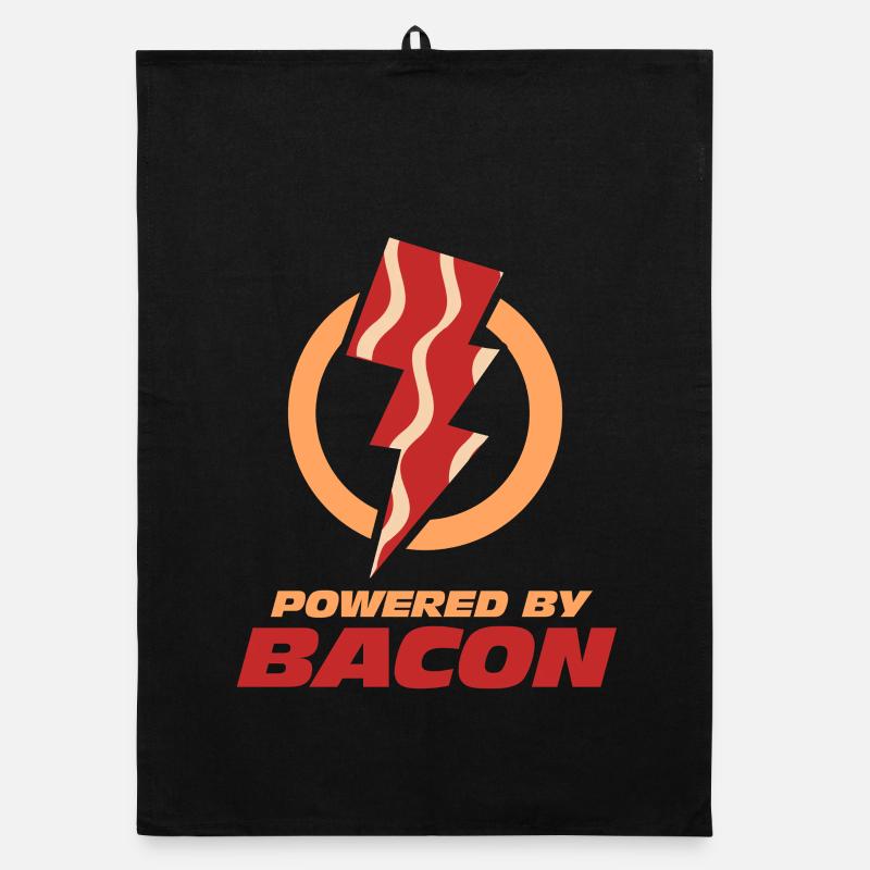 Powered By Bacon Lightning Bolt Organic dish towel