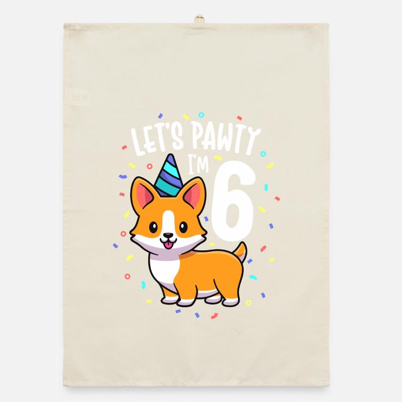 Corgi-Geburtstagsparty Konfetti Organic Geschirrtuch