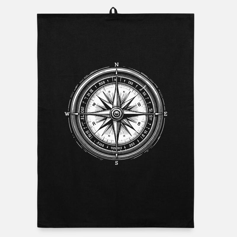 Compass Rose Vintage Nautical Organic dish towel