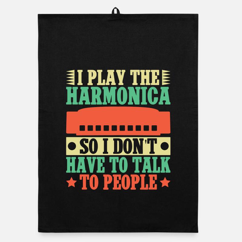 Funny Harmonica Player I Play Don ́t Talk Harmonica Organic dish towel