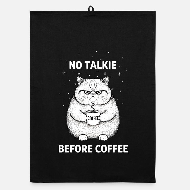 No conversation in front of coffee lover cat Organic dish towel