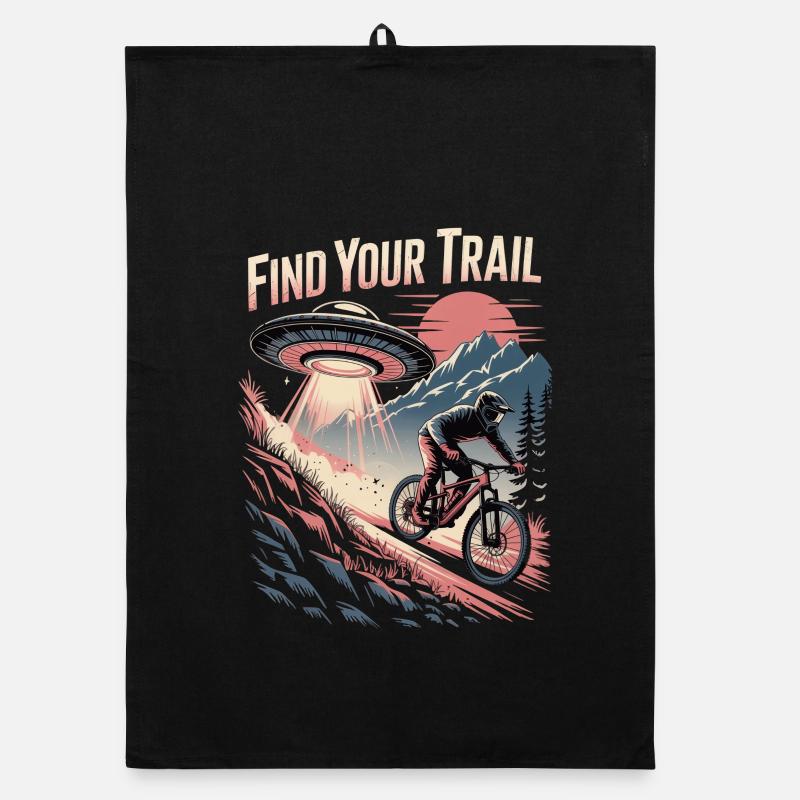 VTT, Descente, Action du cyclisme - Torchon bio - noir