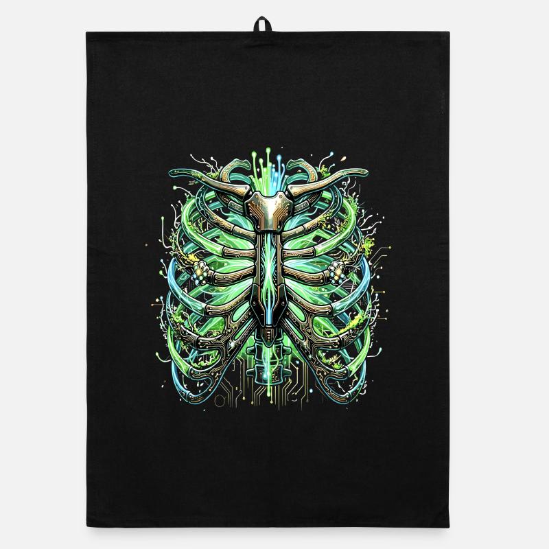 Cyber Brustkorb Skelett Sci-Fi Illustration Organic Geschirrtuch