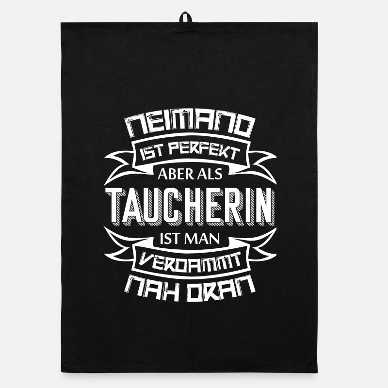 Niemand Perfekt Taucherin Spruch Organic Geschirrtuch