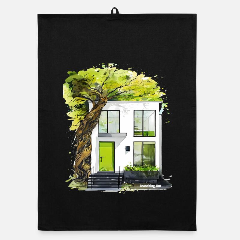 Branching Out - Modern Eco Architecture Sketch Organic dish towel