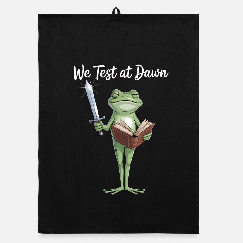 Frog Knight Reading Sword Organic dish towel