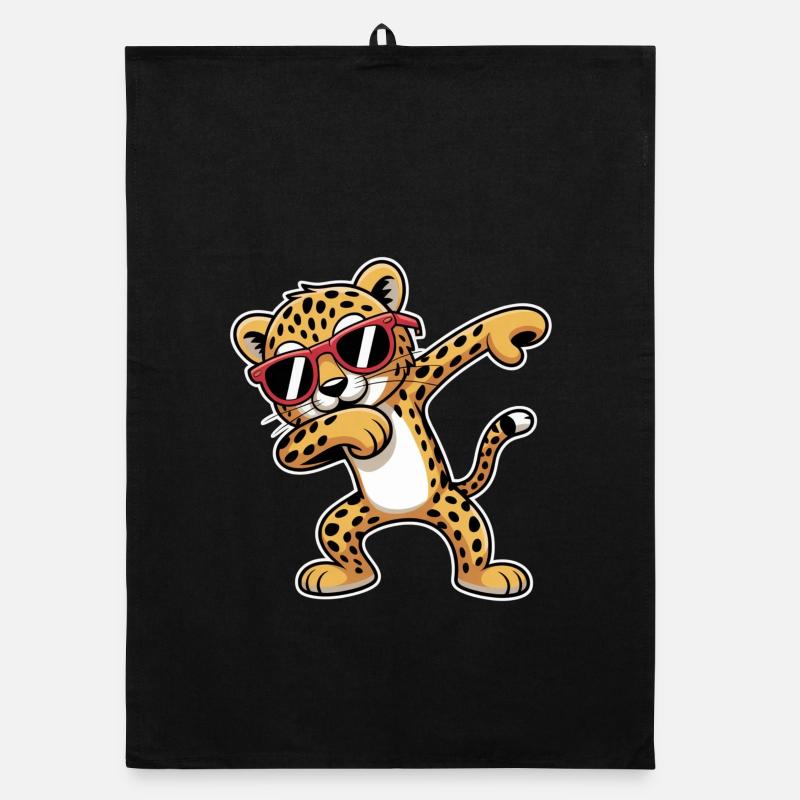 Danse léopard avec lunettes de soleil Torchon bio