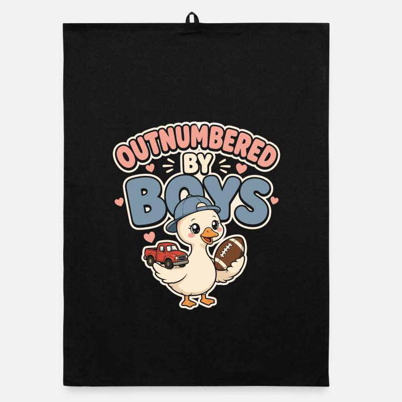 Outnumbered by Boys Duck Organic Geschirrtuch