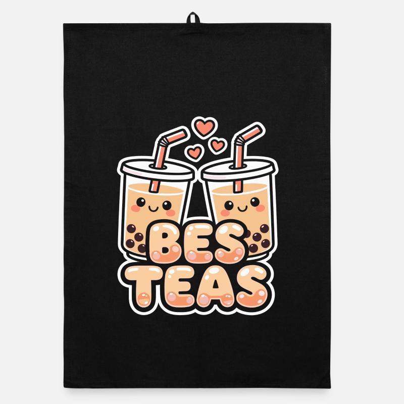 Boba Best Teas Cute Bubble Tea Lovers Friends Organic dish towel