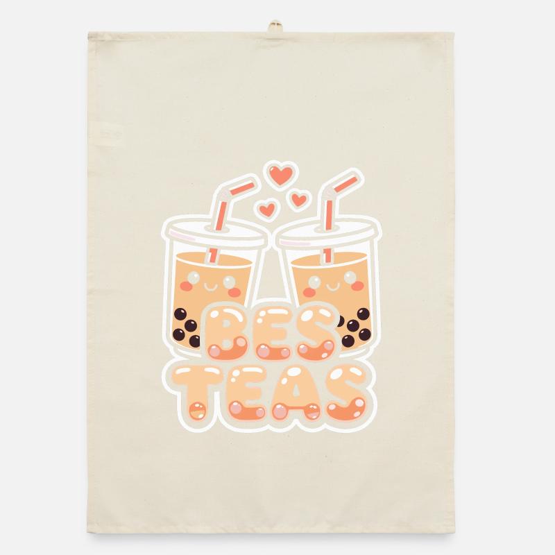 Boba Best Teas Cute Bubble Tea Lovers Friends Organic dish towel