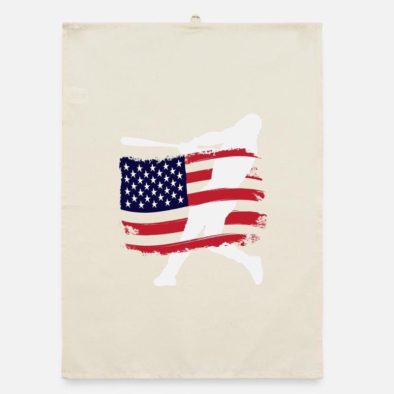 USA Flag Baseball Player Silhouette Organic dish towel
