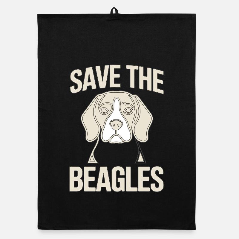 Save the Beagles – Beagle Line Art Organic dish towel