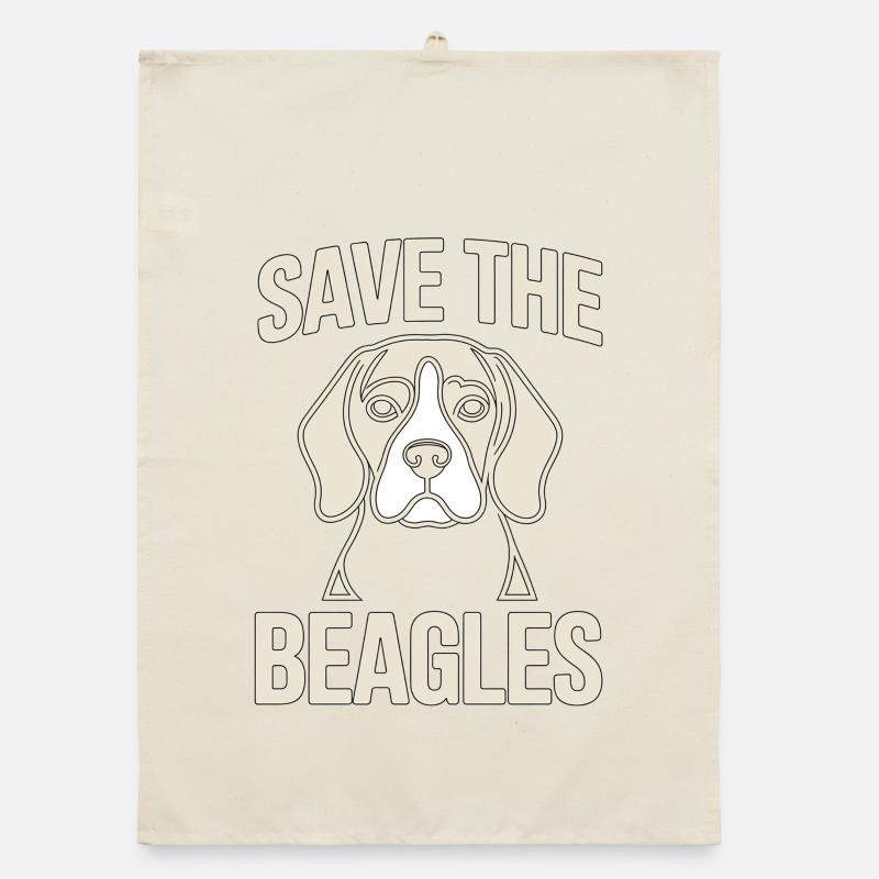 Save the Beagles – Beagle Line Art Organic dish towel
