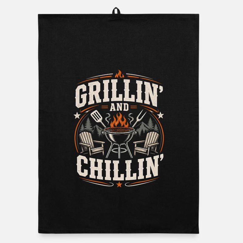 Dad Father Grill Master Hero Fun BBQ Organic dish towel