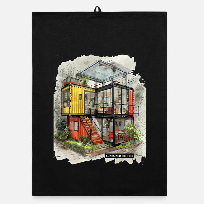CONTAINED BUT FREE – Moderne Shipping Container Art Organic Geschirrtuch