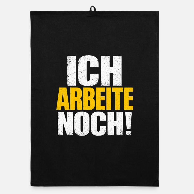 Ich arbeite noch! Distressed Typo Organic Geschirrtuch