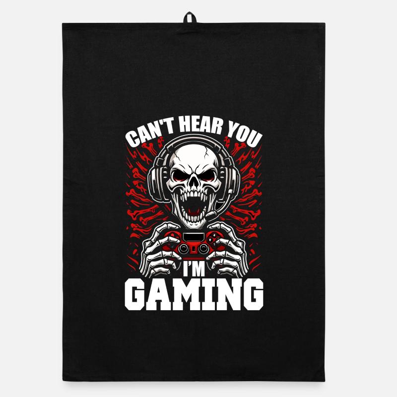 Totenkopf mit Gaming Controller Gamer Zocken Organic Geschirrtuch