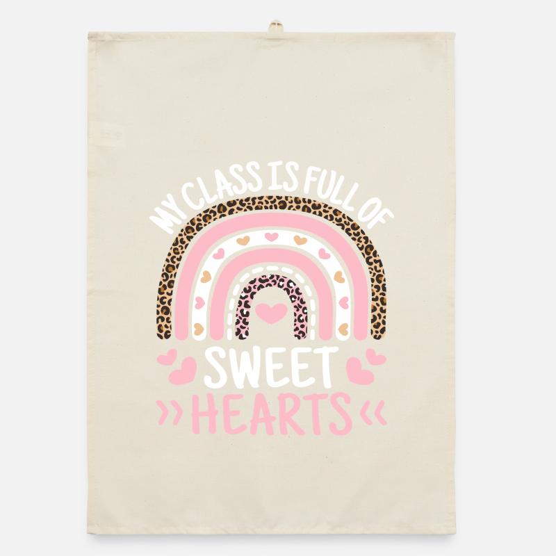 Sweet Hearts Rainbow Leopard Class Organic dish towel