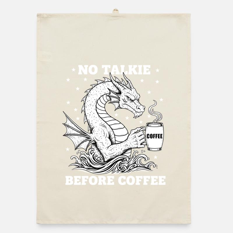 No Conversation Before Coffee Lover Dragon Organic dish towel