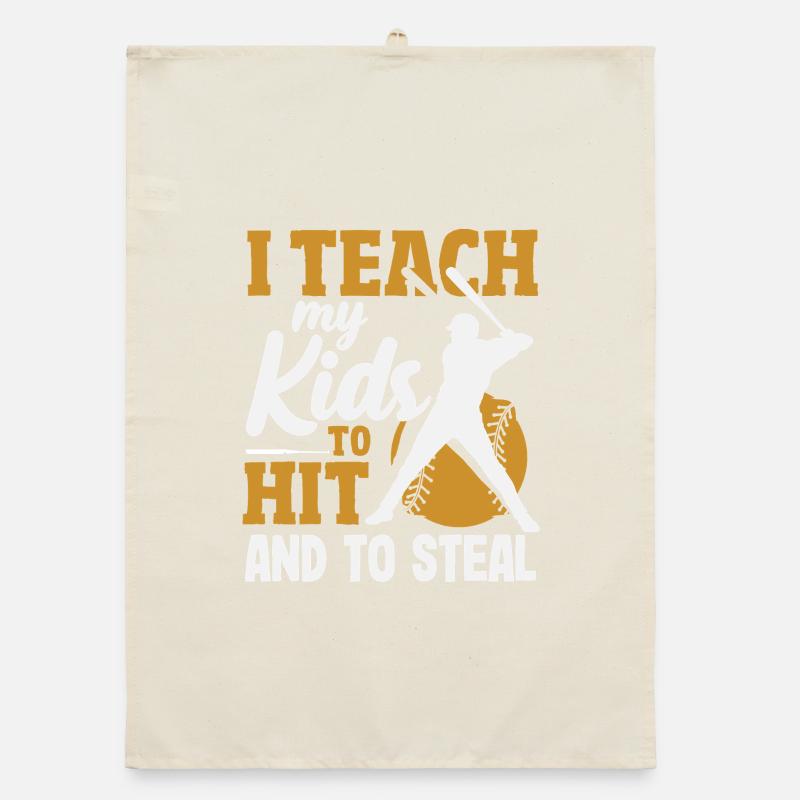 I teach batting and stealing baseball coach Organic dish towel