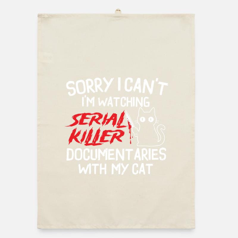 Watching Serial Killer Docs With Cat Organic dish towel