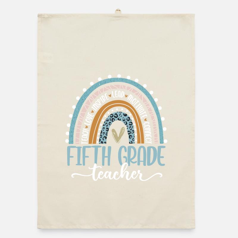 Fifth Grade Teacher Rainbow Organic dish towel
