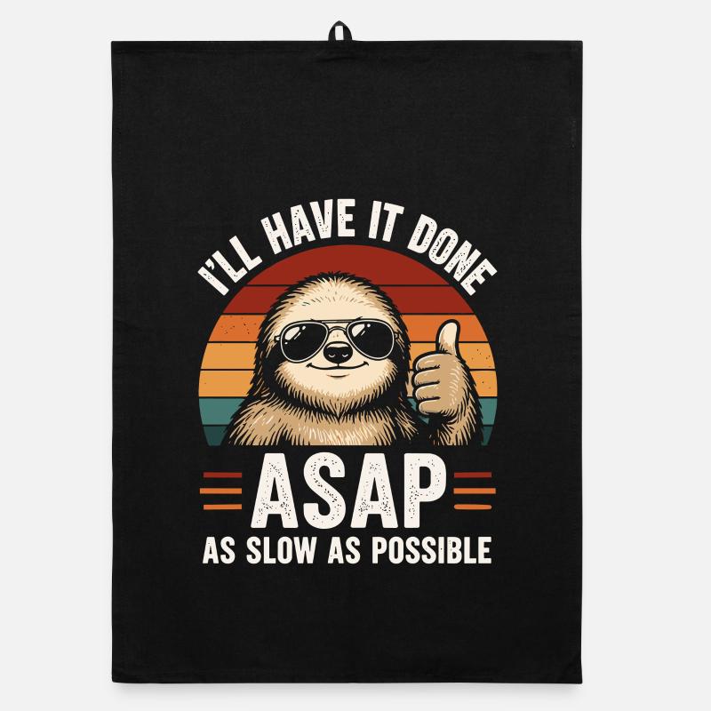 Slow As Possible Sloth Retro Organic dish towel