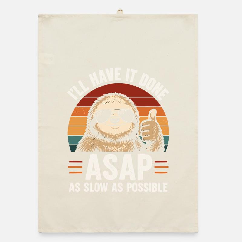 Slow As Possible Sloth Retro Organic dish towel