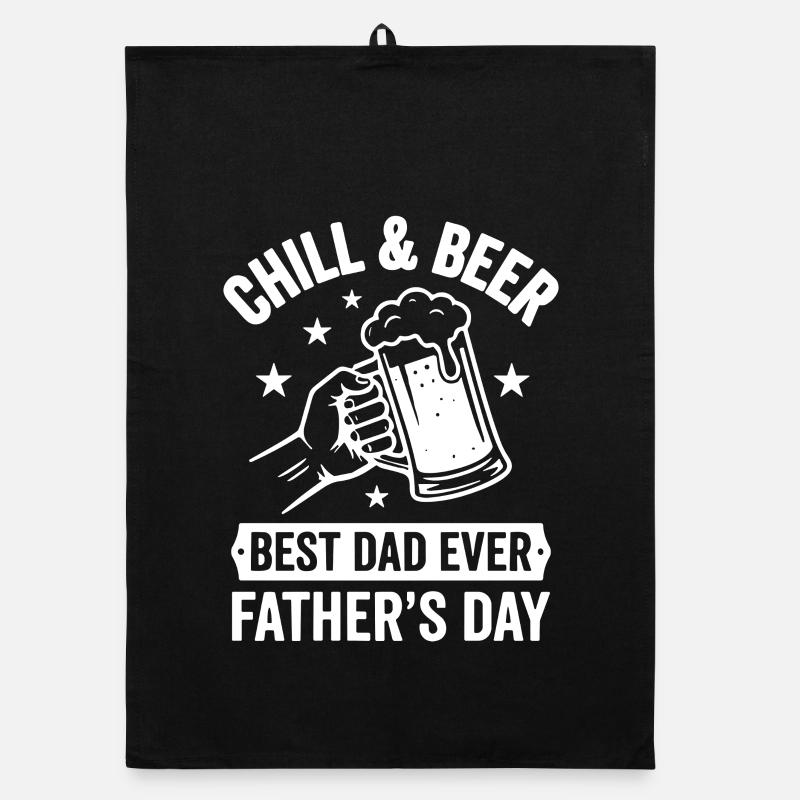 CHILL & BEER BEST DAD EVER Father's Day Logo Organic dish towel