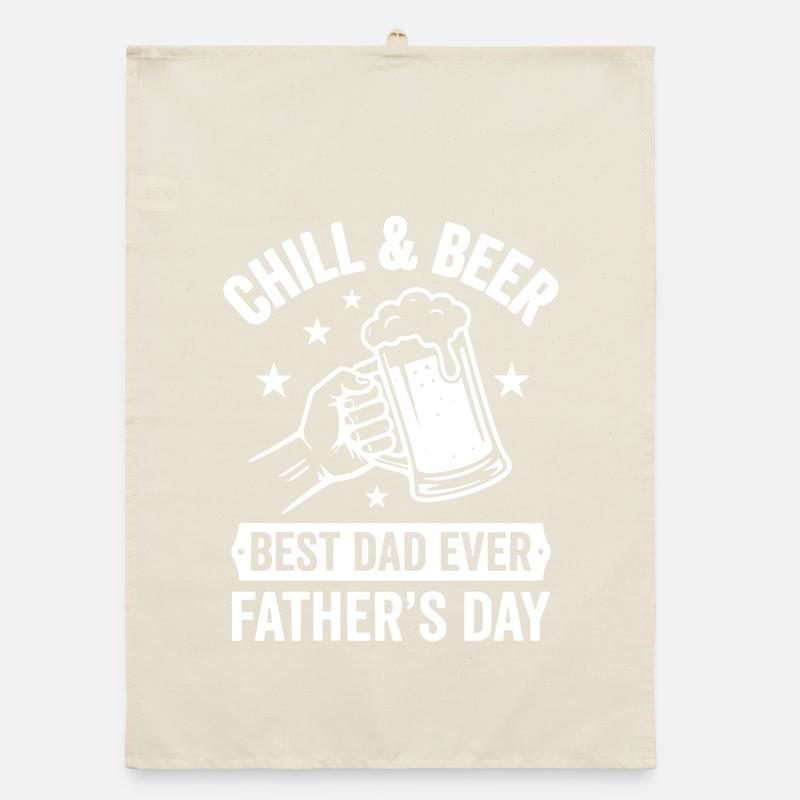 CHILL & BEER BEST DAD EVER Vatertags Logo Organic Geschirrtuch